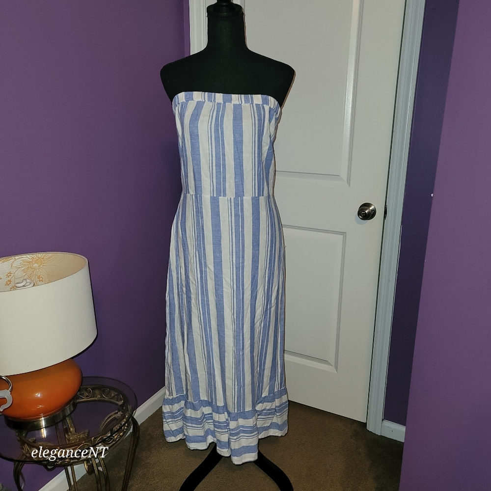 NY & Co. SoHo Street Blue and White Striped Women's Dress Sz: XL NWT - Picture 3 of 11